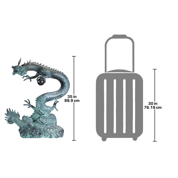 Design Toscano Asian Dragon with Oriental Power Orb Garden